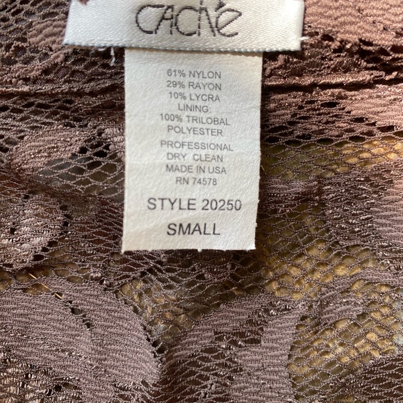 NWOT Women’s Cache Brown Long Sleeve Lace Top size Small - Picture 4 of 4